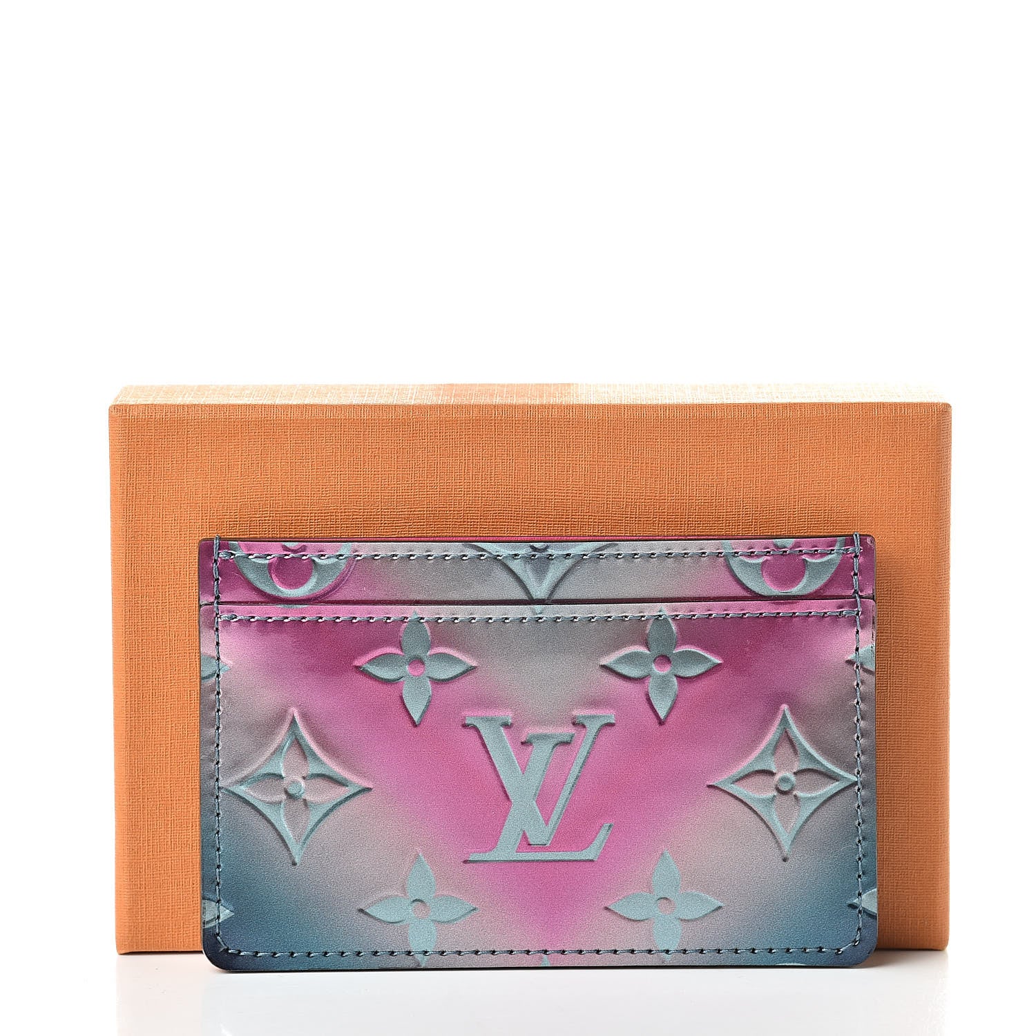 Louis Vuitton Metallic Vernis Card Holder Blue Pink 7 of 7