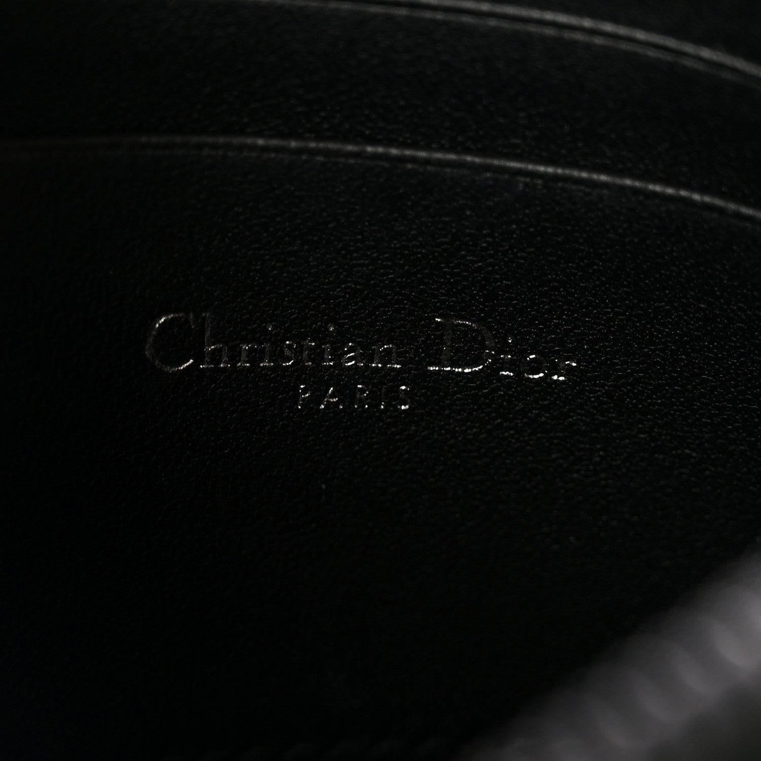 Christian Dior Calfskin Macrocannage Diamond Caro Zipped Pouch With Chain Black 6 of 11