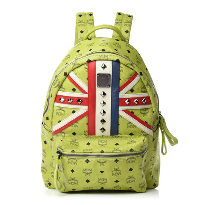 MCM Visetos Studded Medium Stark London Olympic Backpack Green 1 of 11