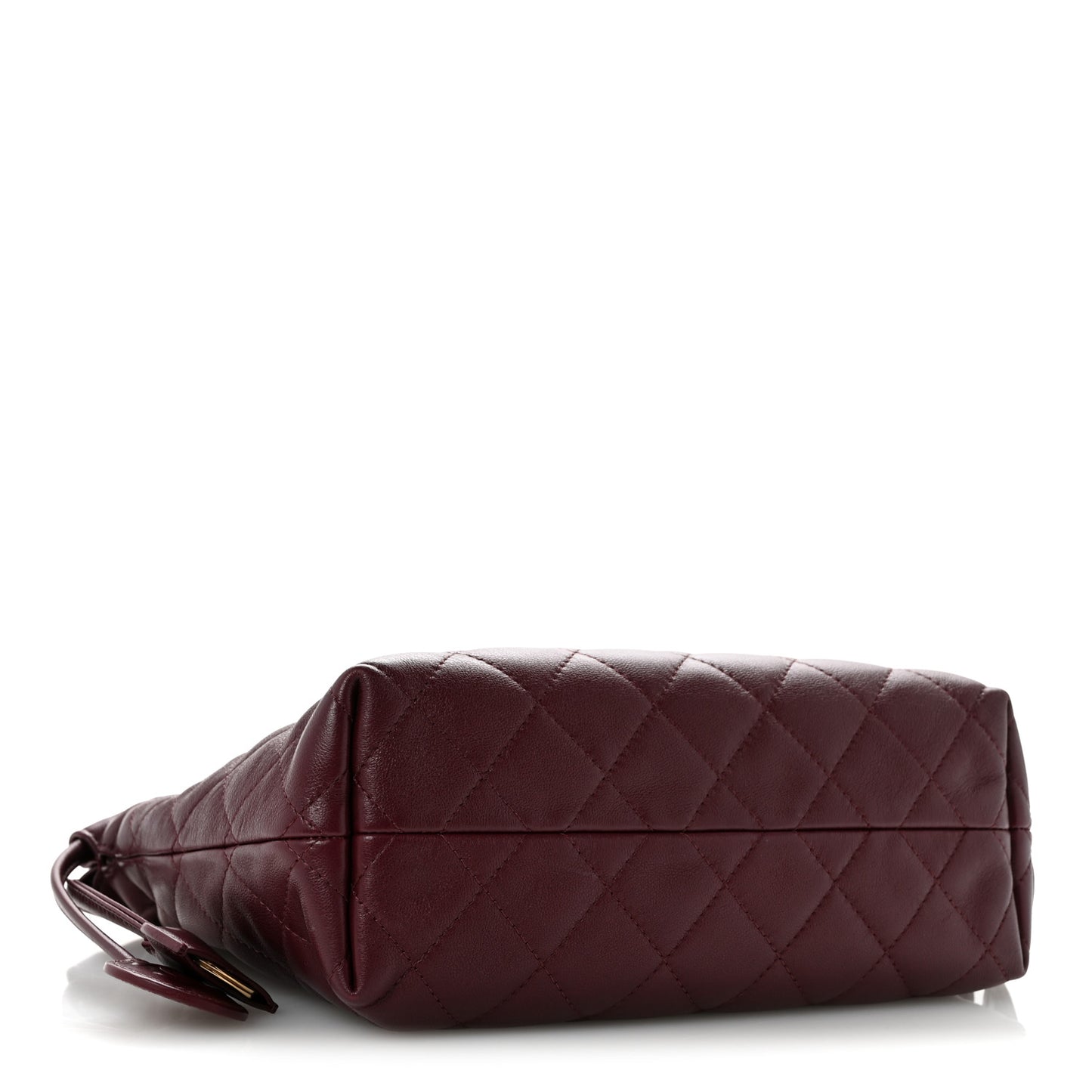 Lambskin Quilted Drawstring Clutch With Strap Dark Burgundy