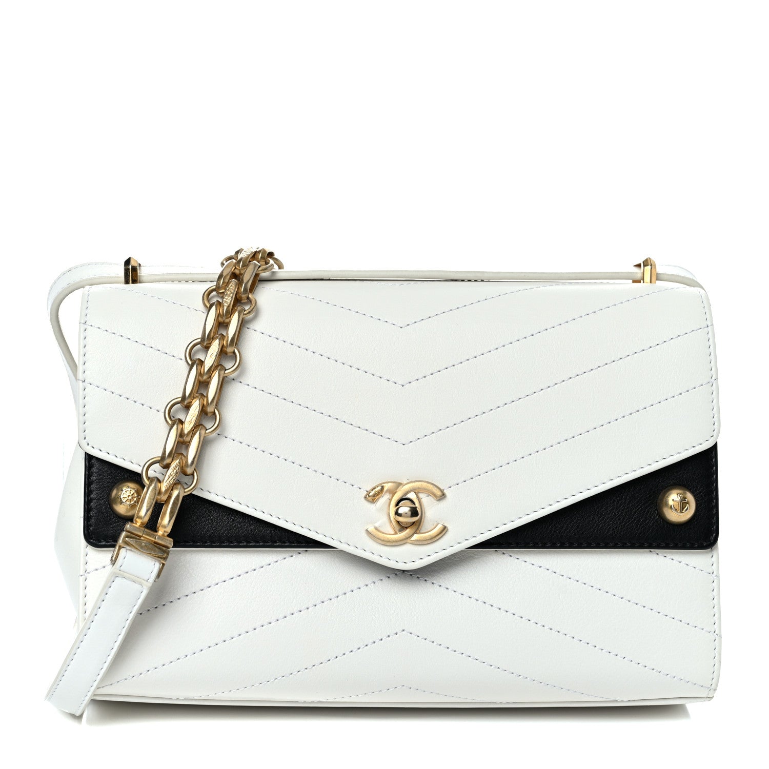Chanel Calfskin Chevron Quilted Medium Casual Trip Flap White 1 of 10