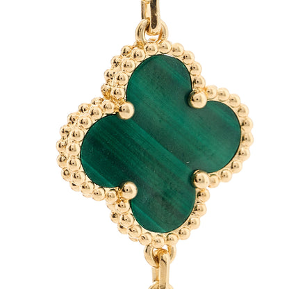 Van Cleef & Arpels 18K Yellow Gold Malachite 5 Motifs Vintage Alhambra Bracelet 6 of 10