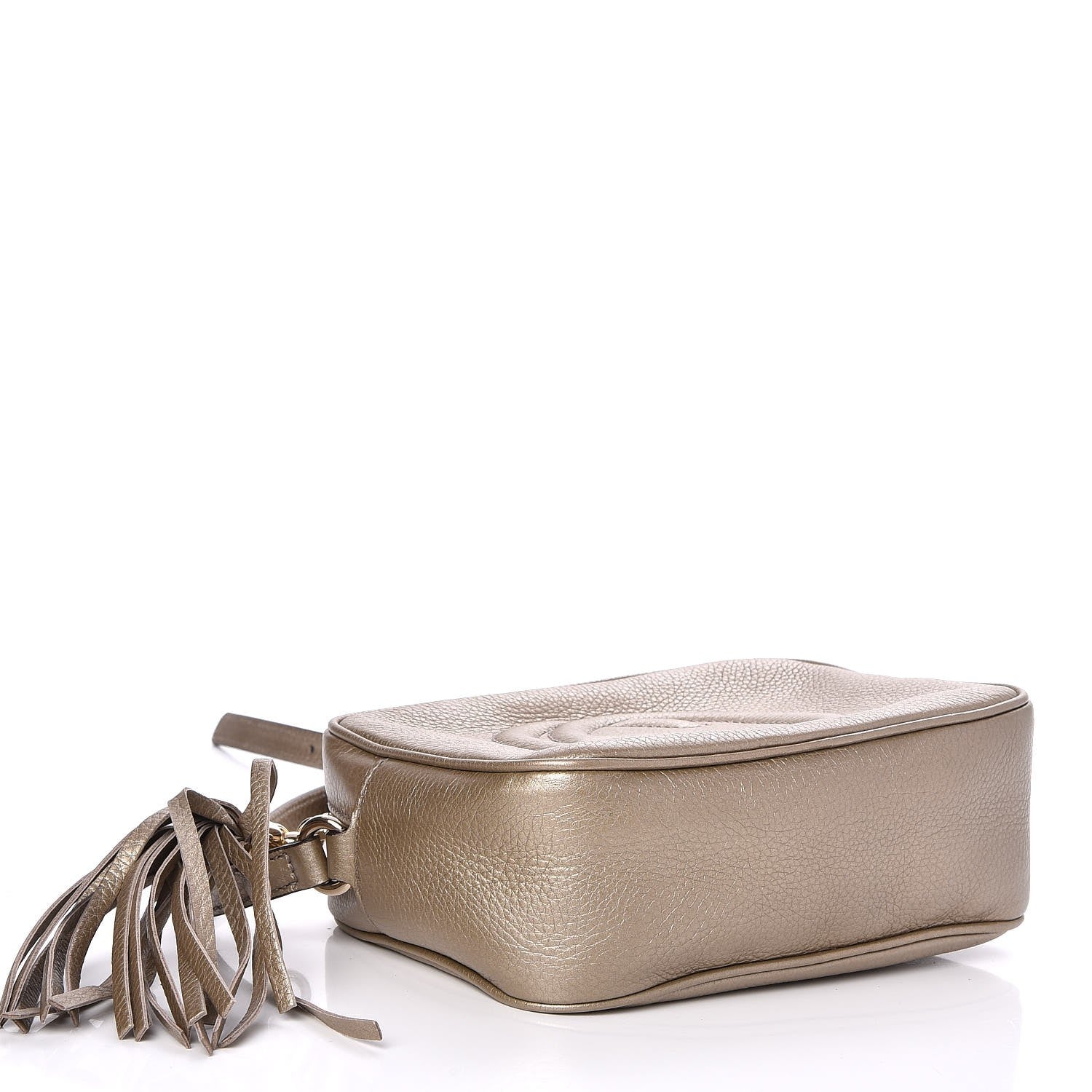 Gucci Metallic Pebbled Calfskin Small Soho Disco Bag Golden Beige 4 of 7