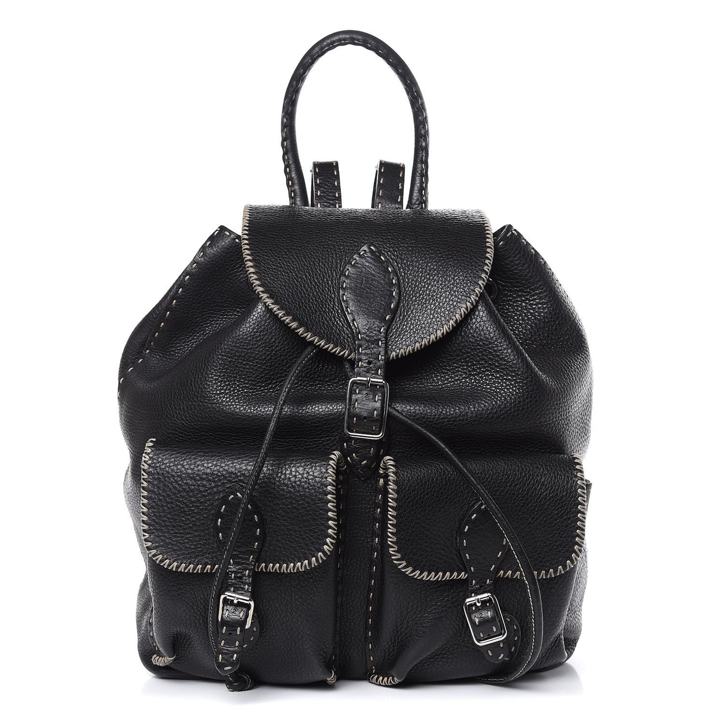 Calfskin Romano Selleria Backpack Black