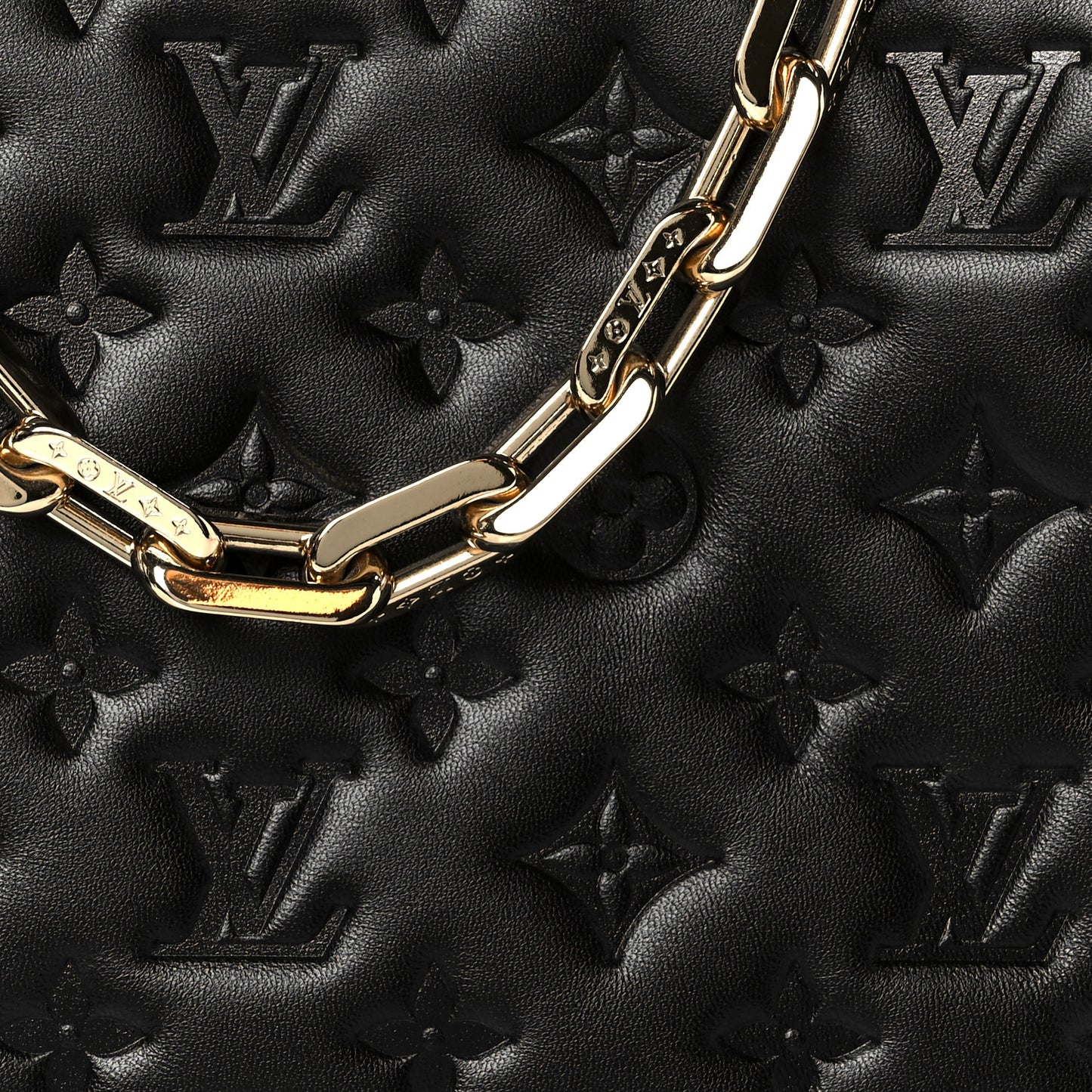 Lambskin Embossed Monogram Coussin PM Black