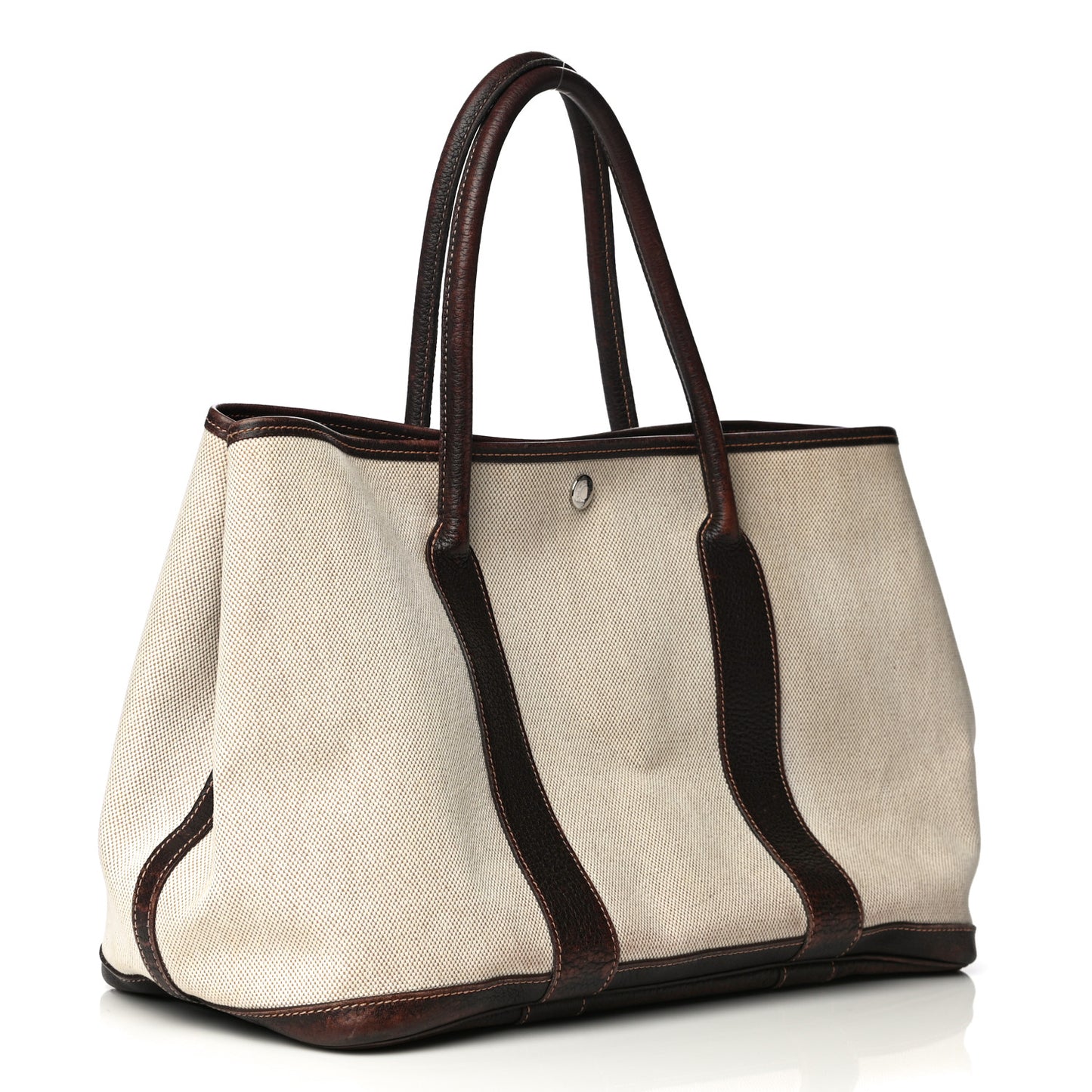 Buffle Sindhu Toile Garden Party 36 MM Tote Marron Fonce