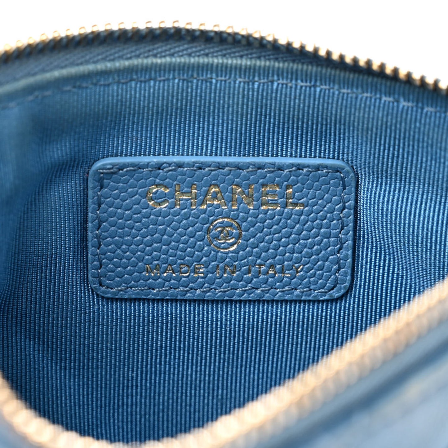 Caviar Quilted Small Cosmetic Case Blue