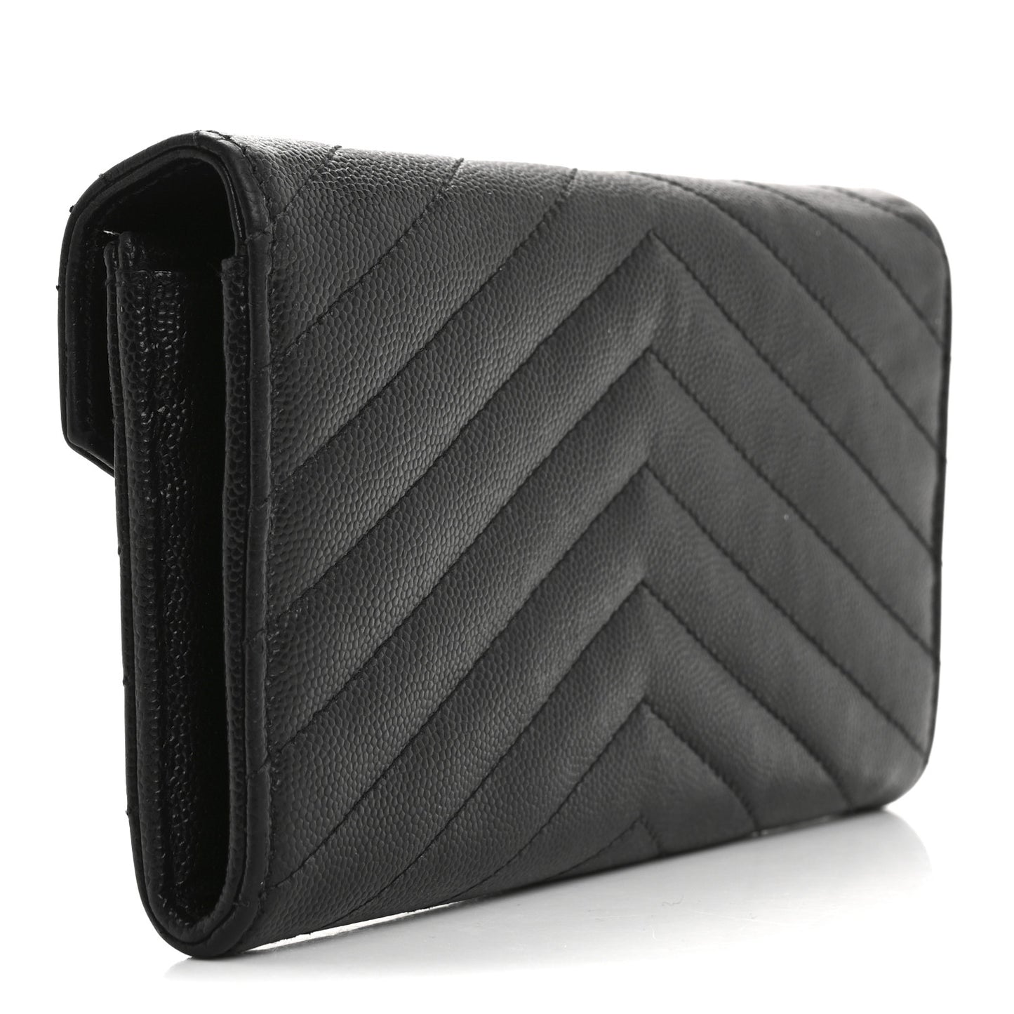 Grain De Poudre Matelasse Chevron Monogram Flap Wallet Black