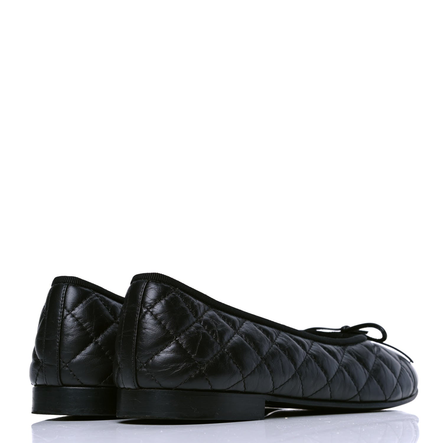 Chanel Aged Calfskin Quilted CC Cap Toe Ballerina Flats 40 Black 3 of 5