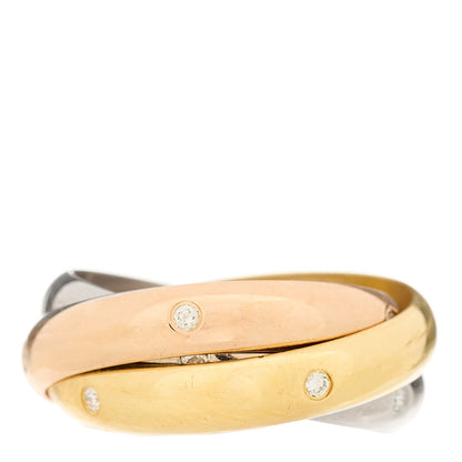 Cartier 18K Pink Yellow White Gold Diamond Medium Trinity Ring 55 7.25 3 of 5