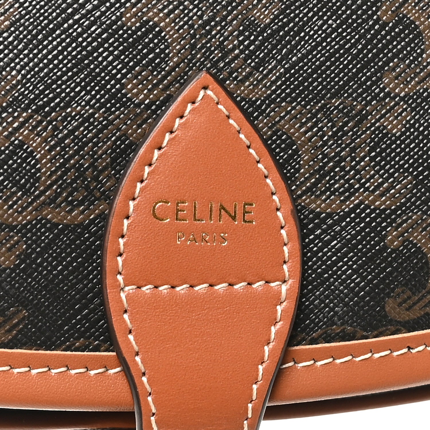 Celine Triomphe Canvas Medium Folco Bag Tan 6 of 9