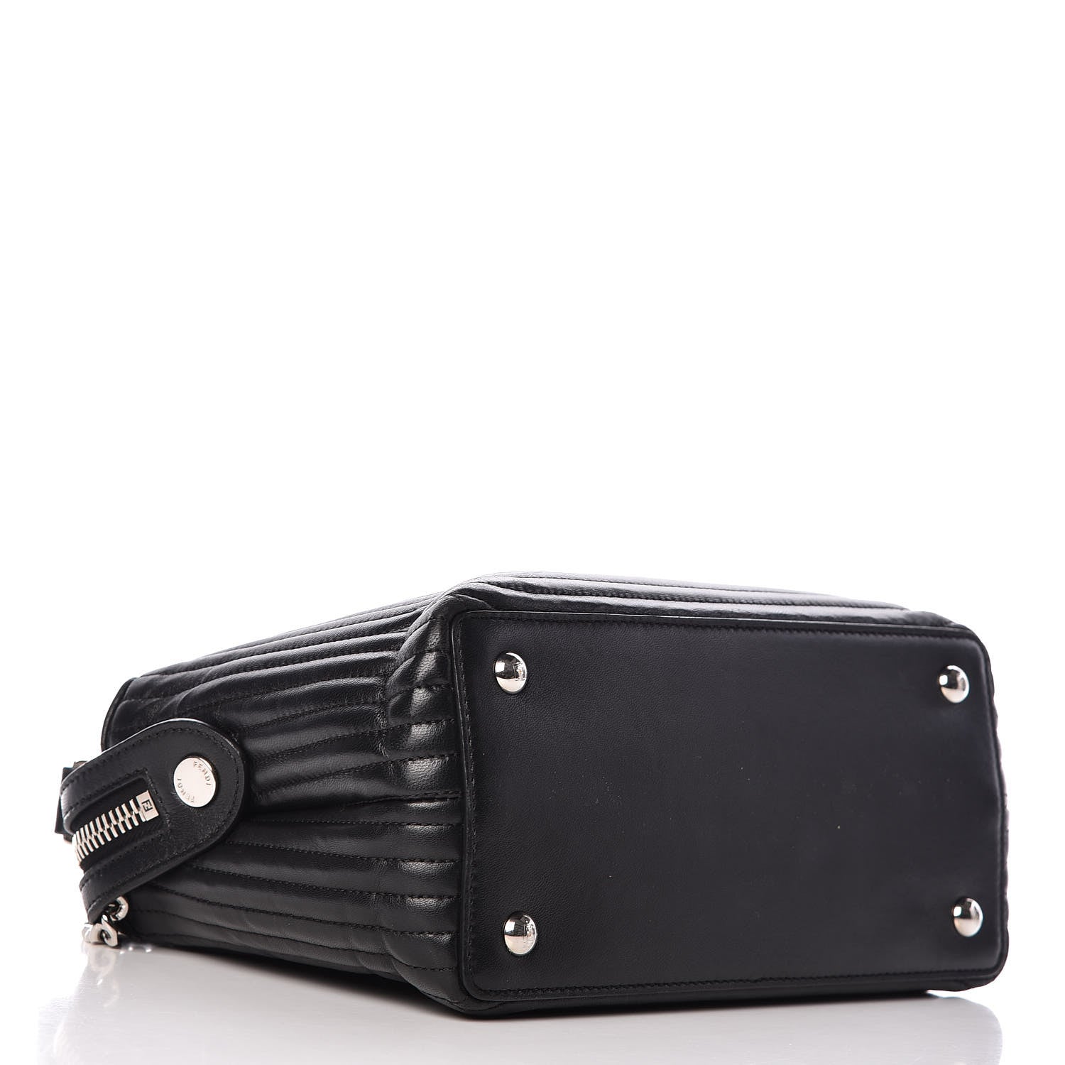 Fendi Shiny Nappa Trapuntata Small DotCom Click Top Handle Chain Satchel Black 4 of 13
