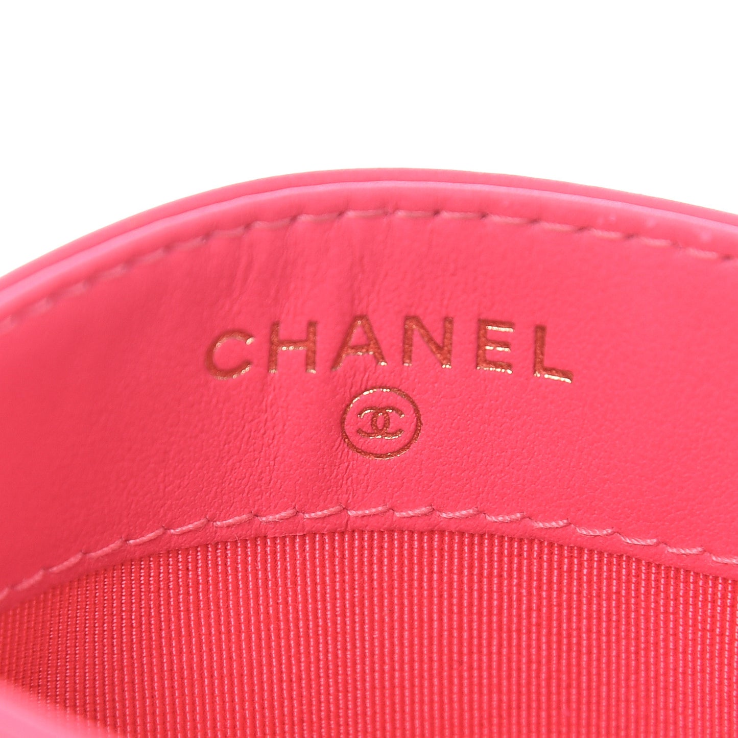 Patent Quilted Card Holder Pink