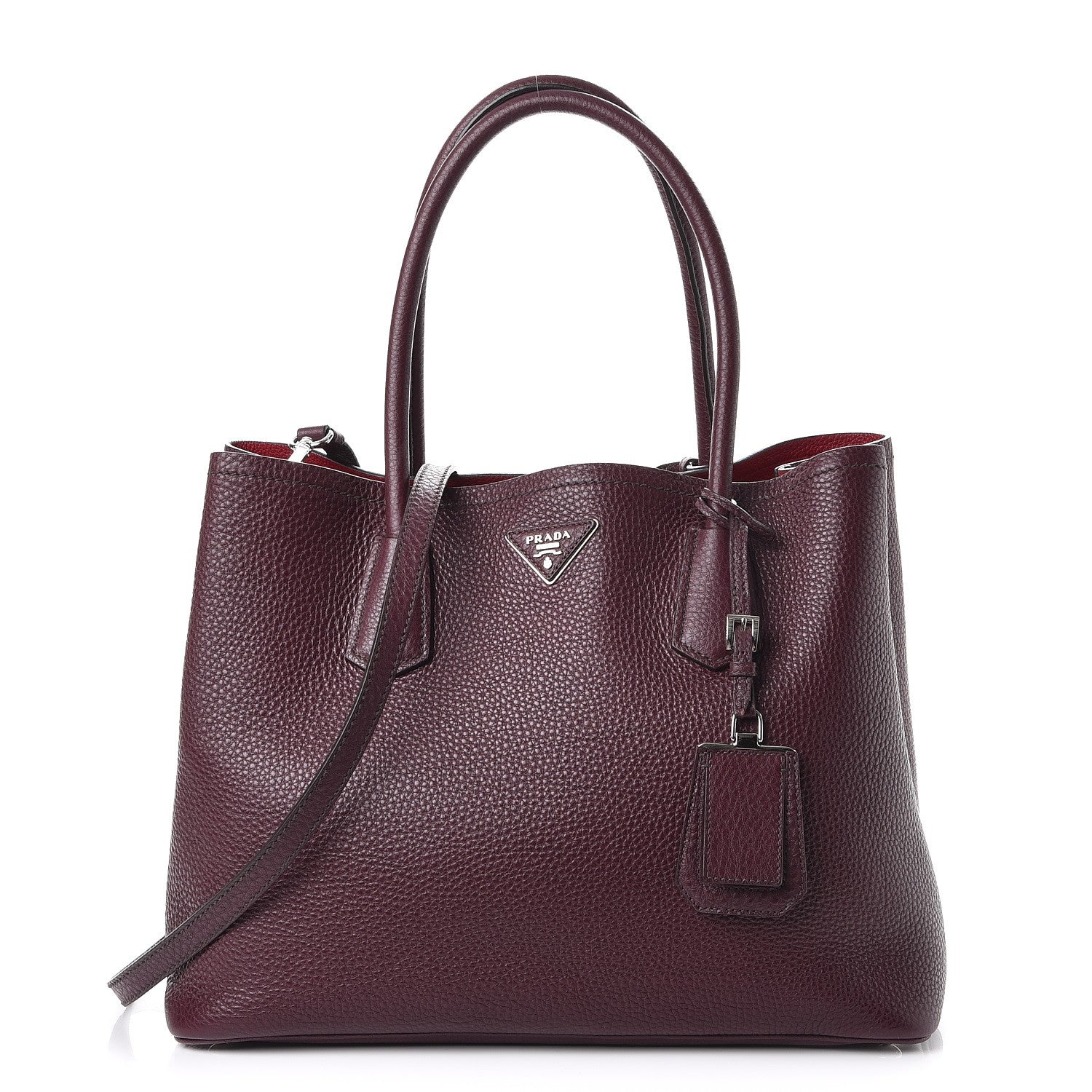 Prada Vitello Daino Medium Double Bag Granato Scarlatto 1 of 9