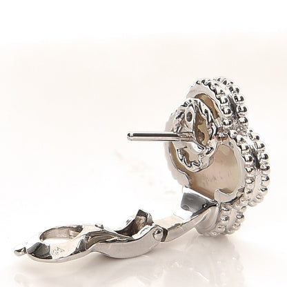 Van Cleef & Arpels 18K White Gold Mother of Pearl Vintage Alhambra Earrings 4 of 5