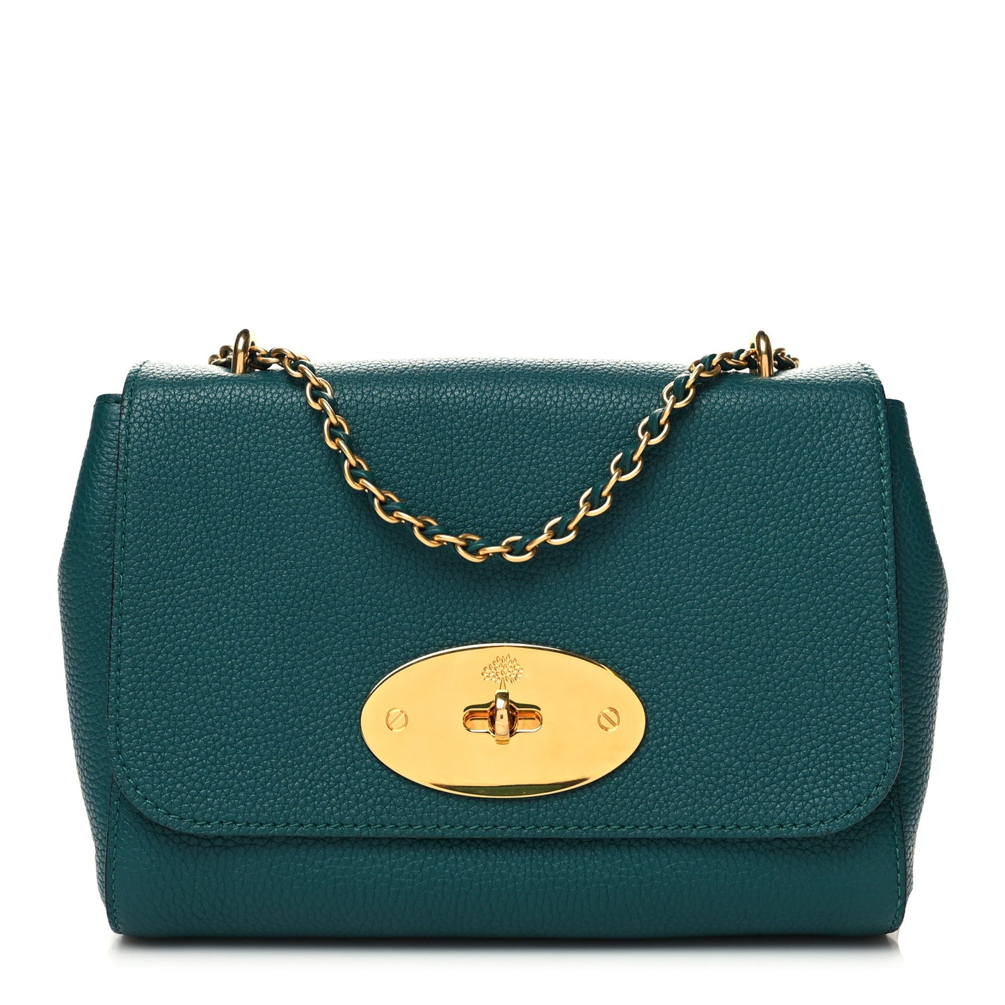 Small Classic Grain Calfskin Small Lily Flap Ocean Green