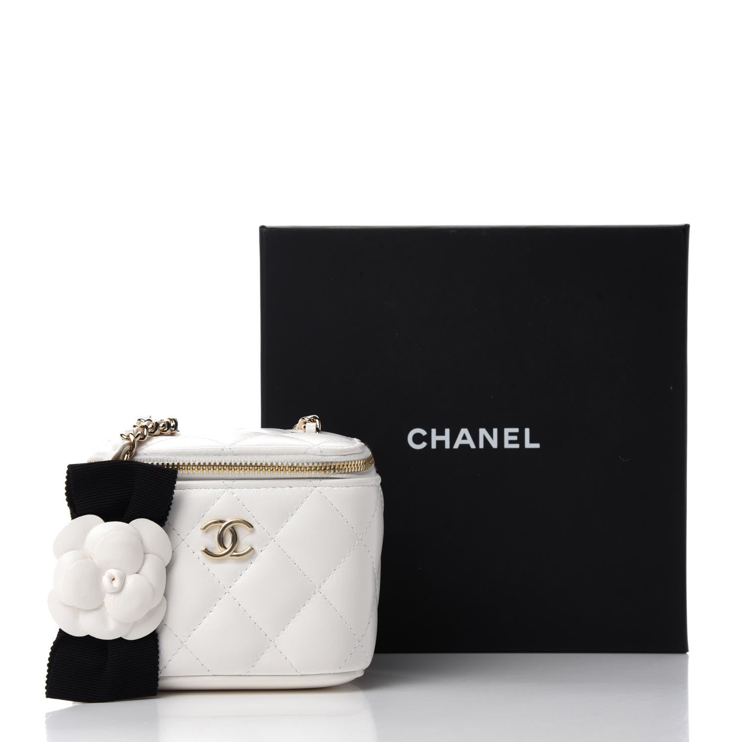 Chanel Lambskin Quilted My Chanel Lady Vanity Case With Chain White 11 of 11