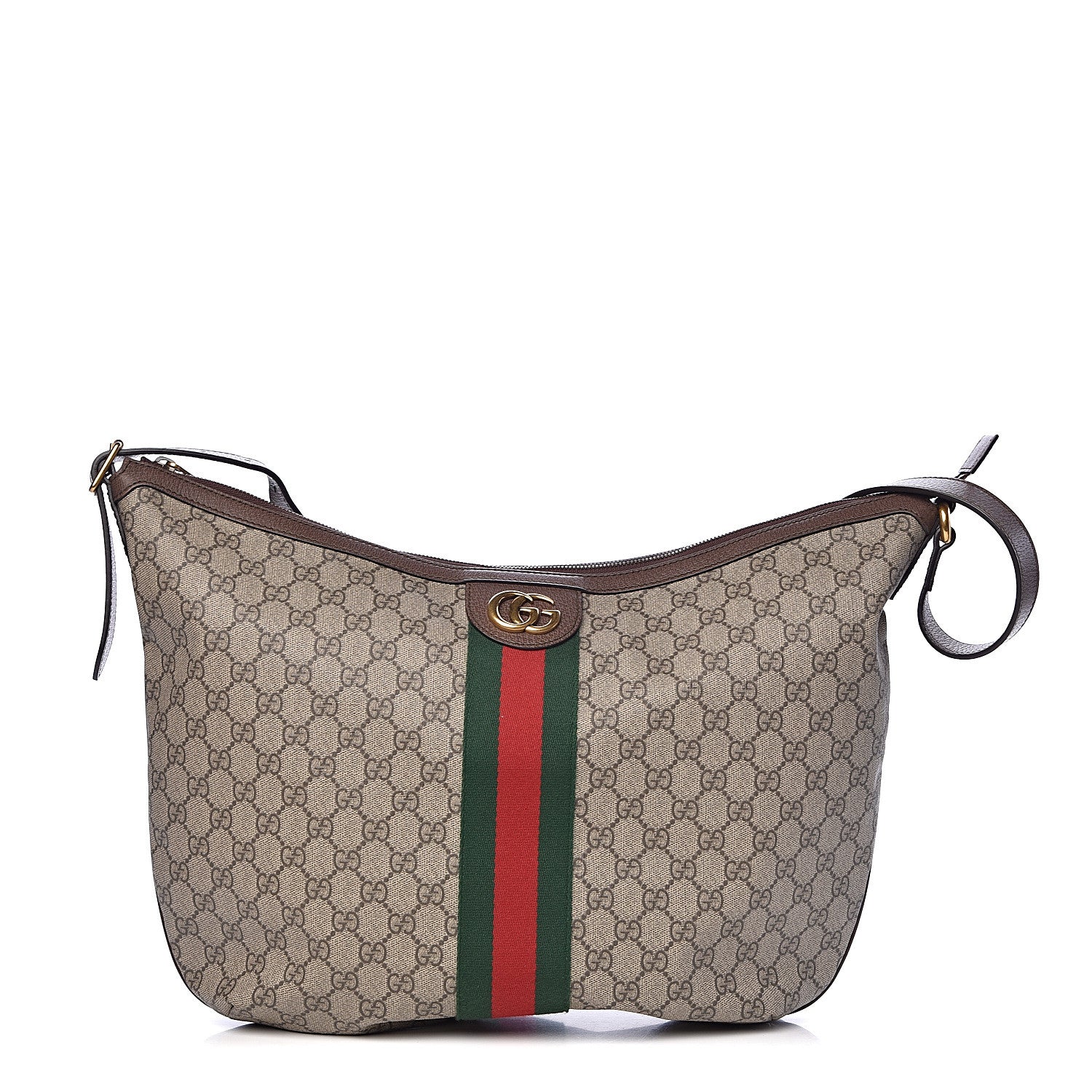 Gucci GG Supreme Monogram Web Ophidia Half Moon Hobo Brown 1 of 10