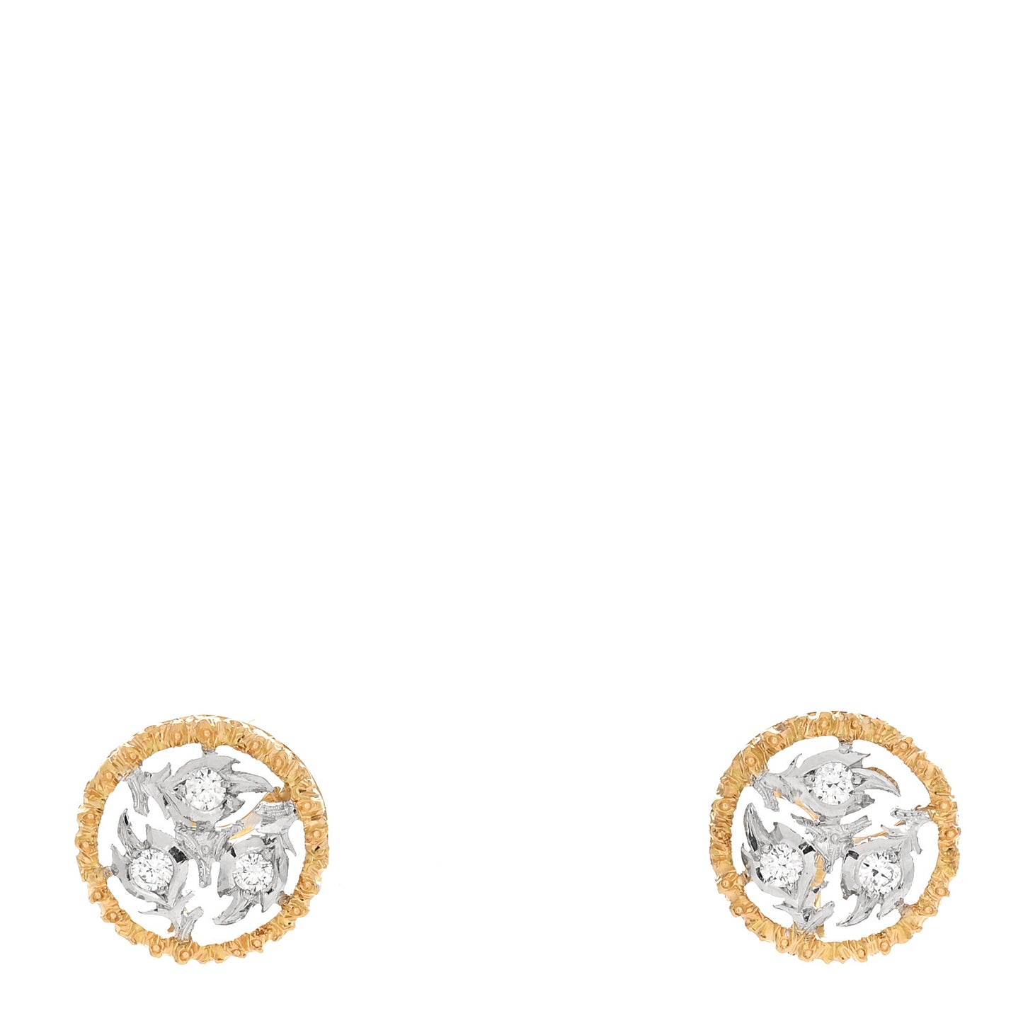 18K Yellow White Gold Diamond Ramage Earrings