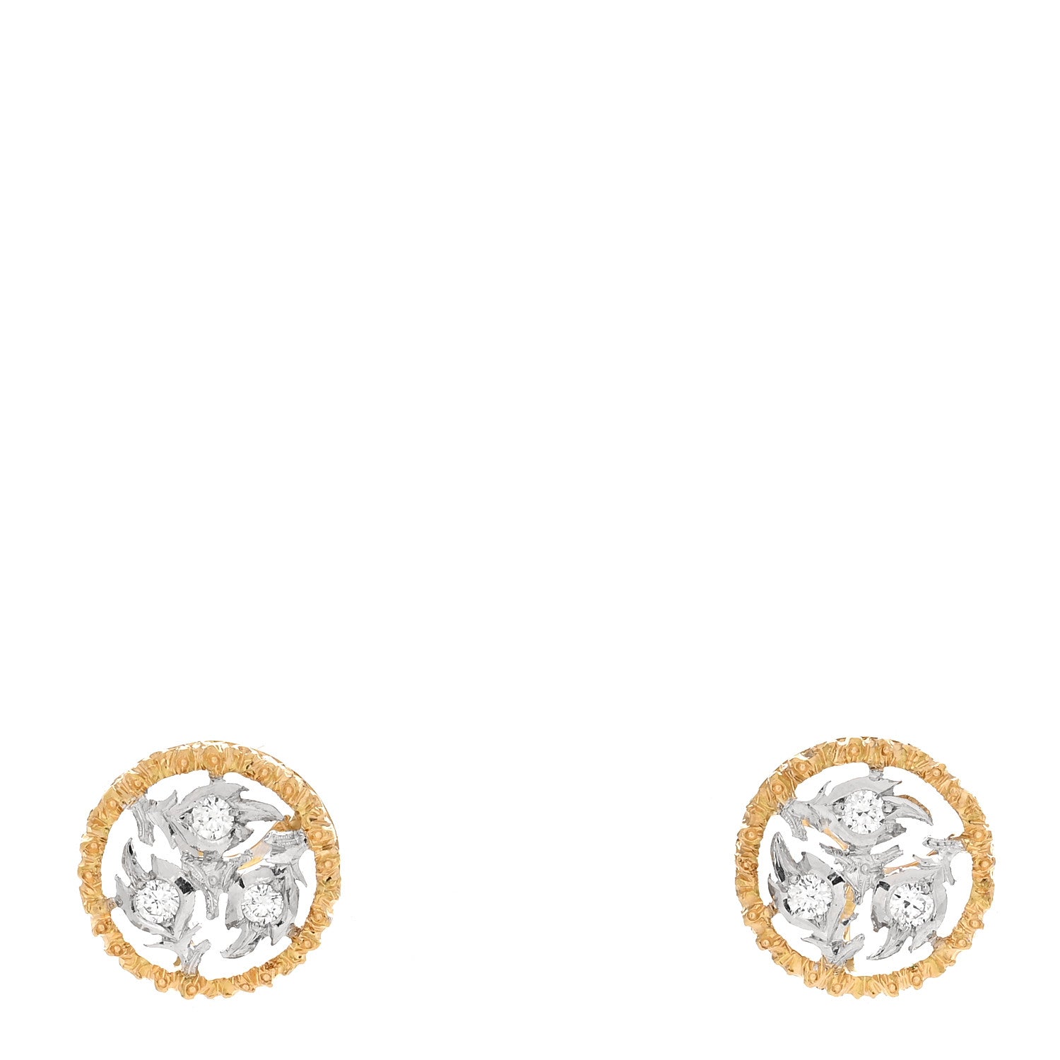 Buccellati 18K Yellow White Gold Diamond Ramage Earrings 1 of 5
