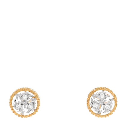Buccellati 18K Yellow White Gold Diamond Ramage Earrings 1 of 5