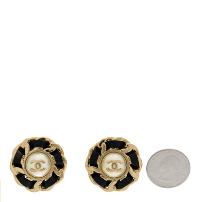 Chanel Pearl Lambskin Chain Around CC Earrings Gold 2 of 5