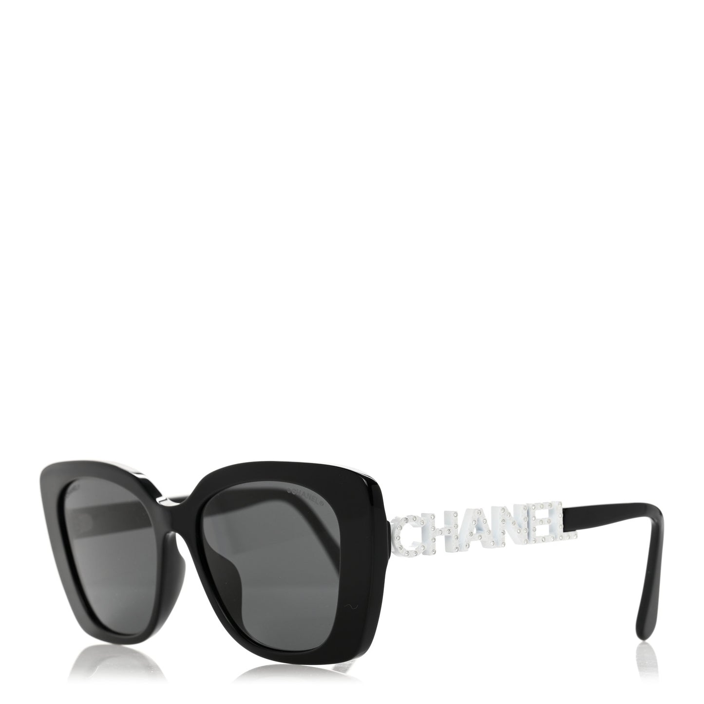 Acetate Strass Square Sunglasses 5422-B-A Black White