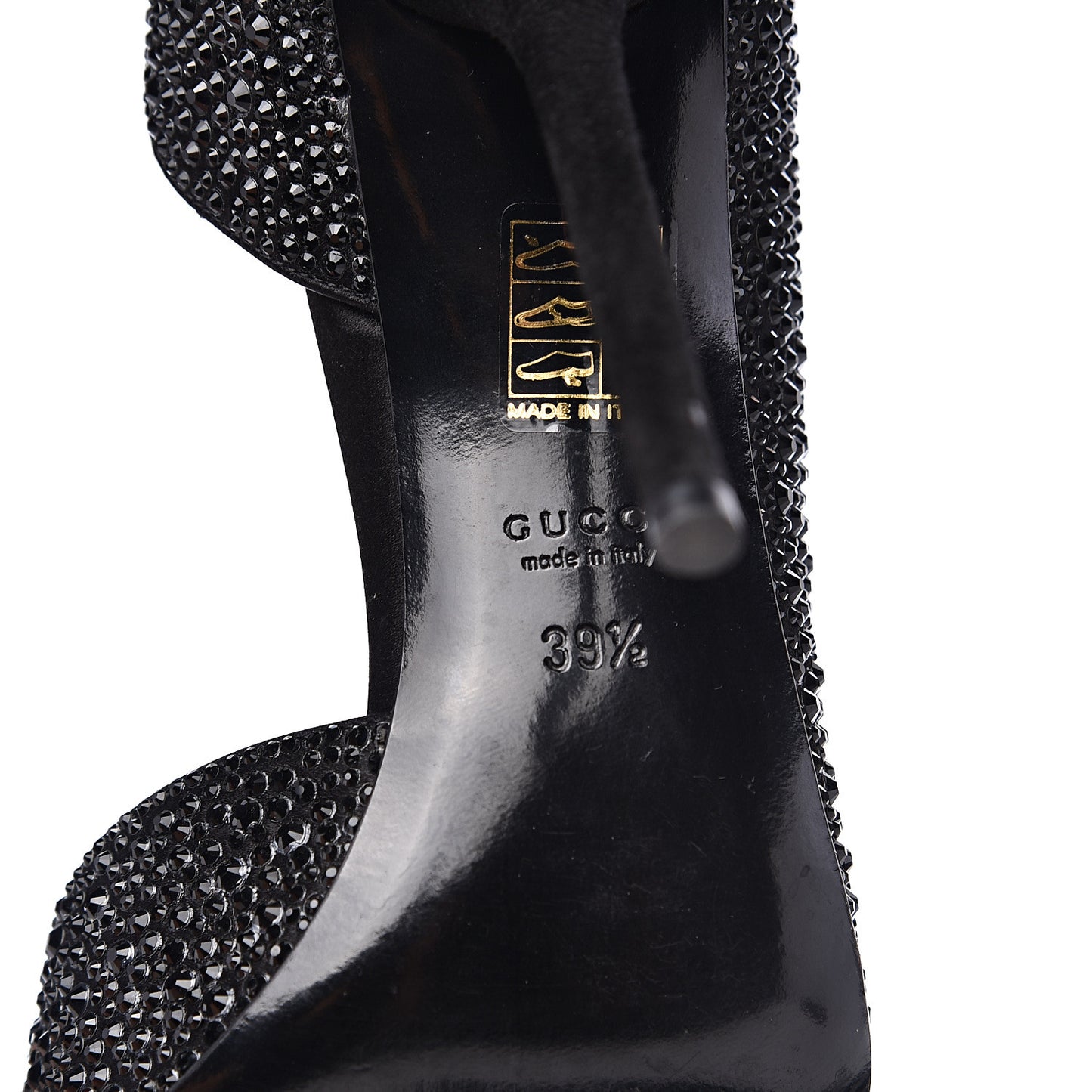 Satin Crystal Pumps 39.5 Black