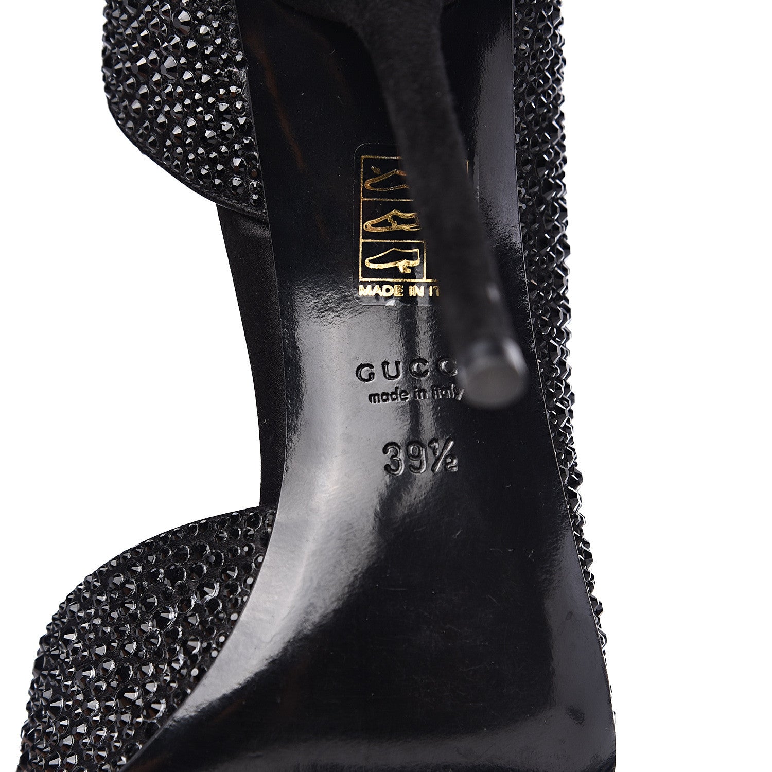 Gucci Satin Crystal Pumps 39.5 Black 7 of 10
