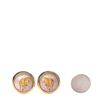 Hermes Enamel Lion Clip On Earrings Gold 2 of 4