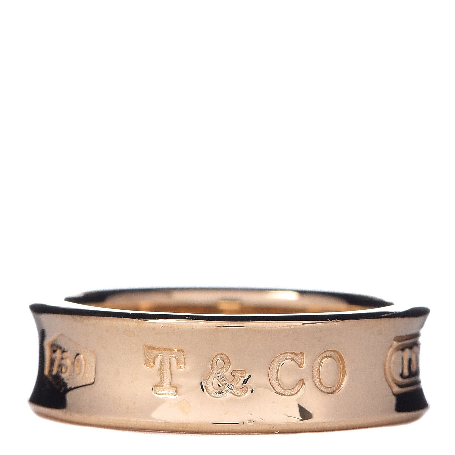 Tiffany 18K Yellow Gold 1837 Band Ring 56 7.5 1 of 5