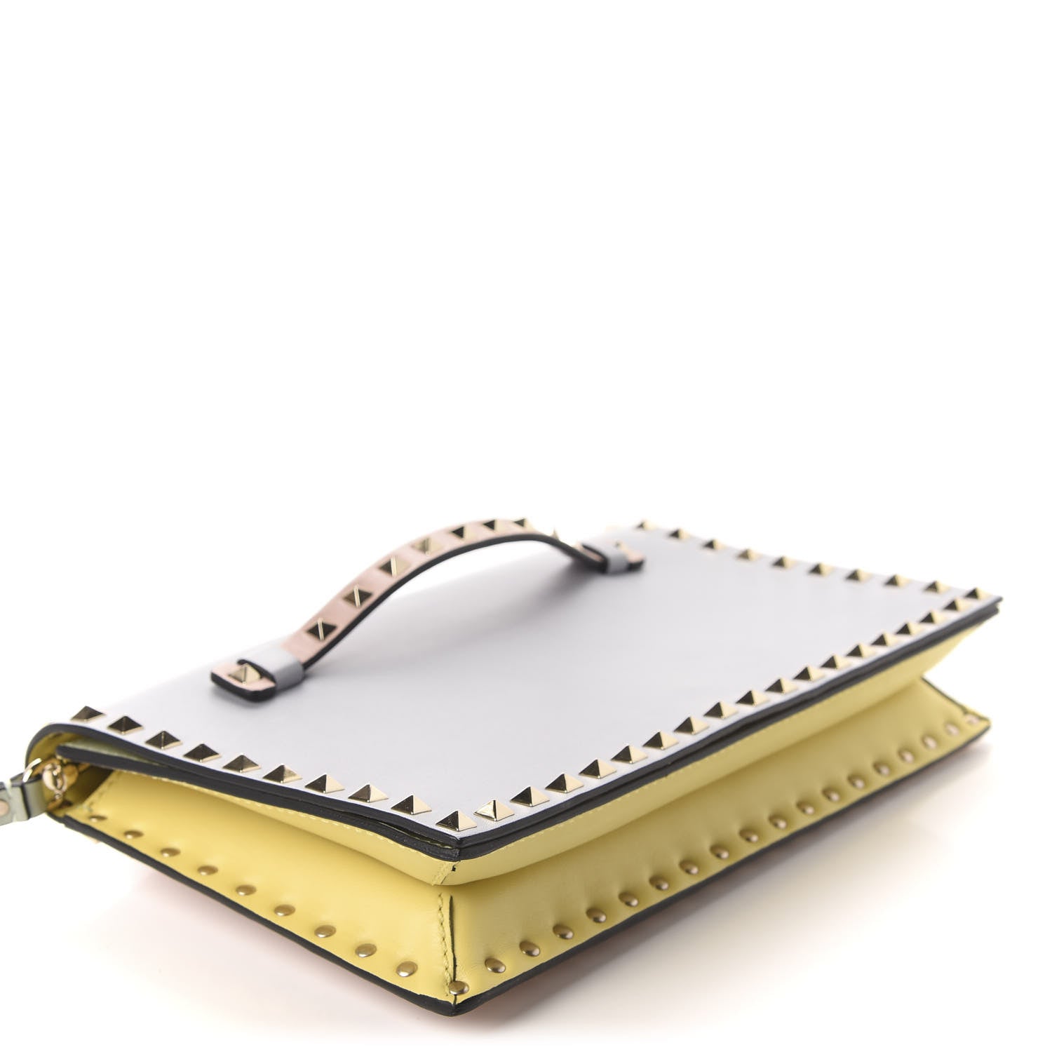 Valentino Garavani Nappa Watercolor Rockstud Wristlet Clutch Rose Green Yellow Sky 4 of 9