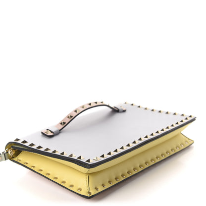 Valentino Garavani Nappa Watercolor Rockstud Wristlet Clutch Rose Green Yellow Sky 4 of 9