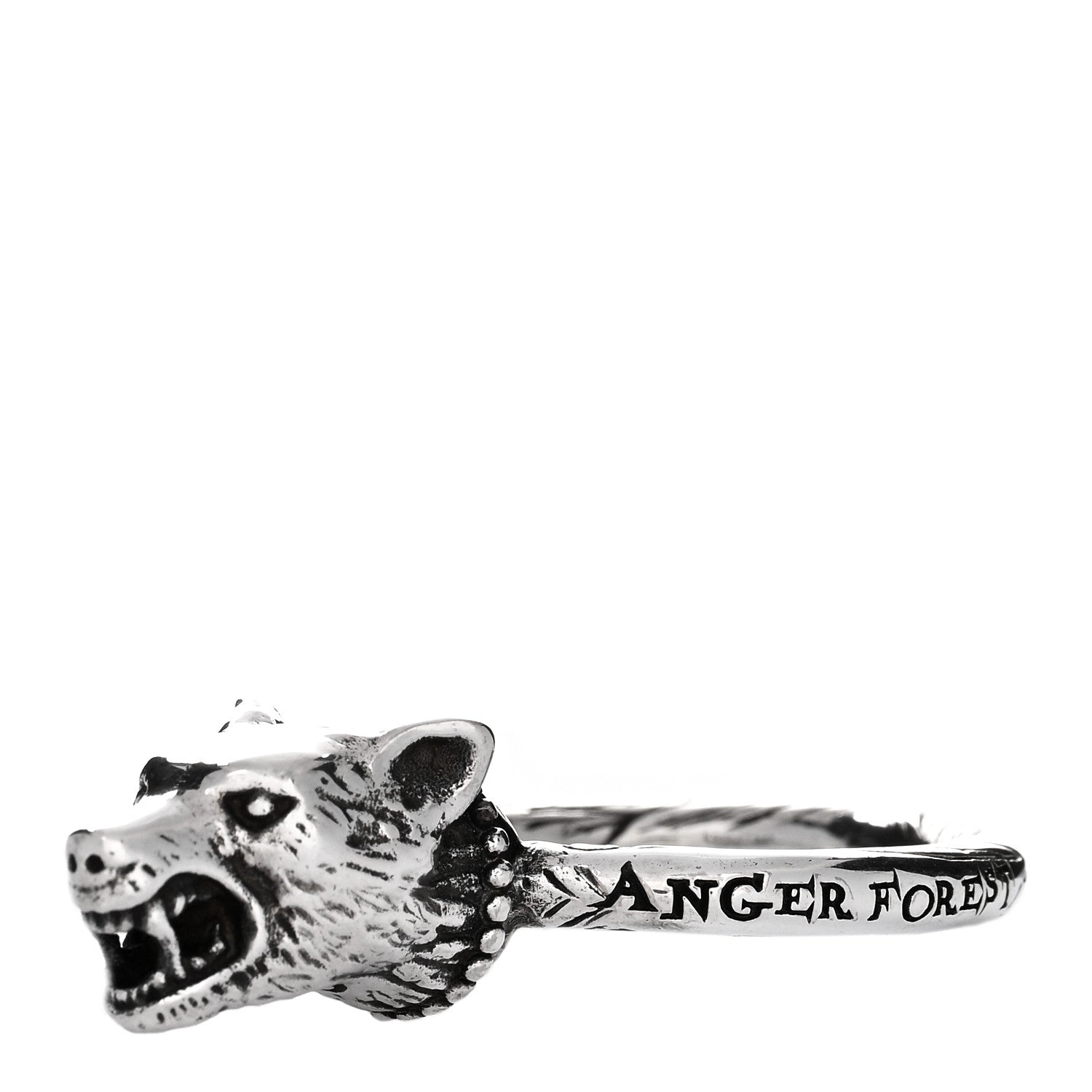 Gucci Sterling Silver Anger Forest Wolf Head Ring 59 8.75 1 of 4