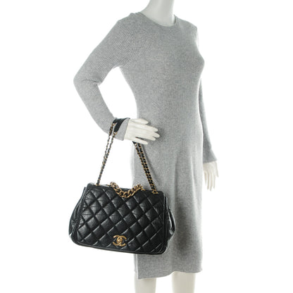 Chanel Aged Calfskin Quilted Large Pondichery Flap Black 2 of 9