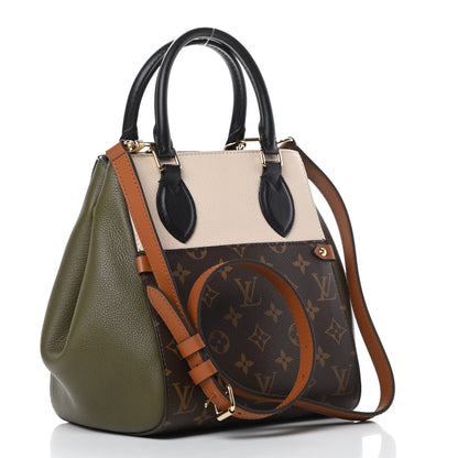 Louis Vuitton Calfskin Monogram Fold Tote PM Cream Khaki Black 3 of 10