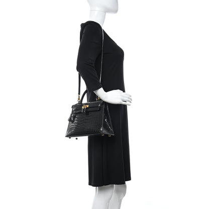 Hermes Shiny Porosus Crocodile Kelly Sellier 25 Black 2 of 18