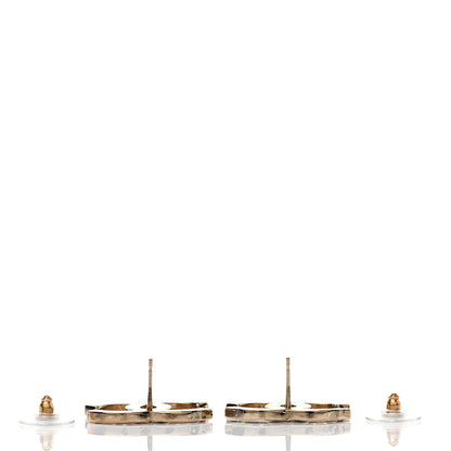 Chanel Crystal Enamel Large CC Earrings Gold Black White Pink 3 of 4