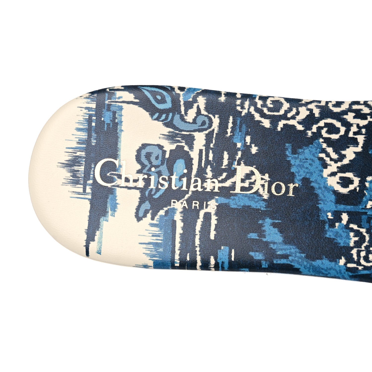 Christian Dior Canvas Palms Embroidered Dway Flat Slide Sandals 40.5 Indigo Blue 10 of 11
