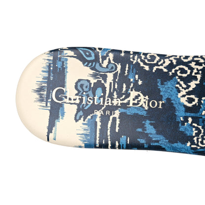 Christian Dior Canvas Palms Embroidered Dway Flat Slide Sandals 40.5 Indigo Blue 10 of 11