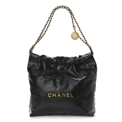 Chanel Shiny Calfskin Quilted Small Chanel 22 Black 3 of 12