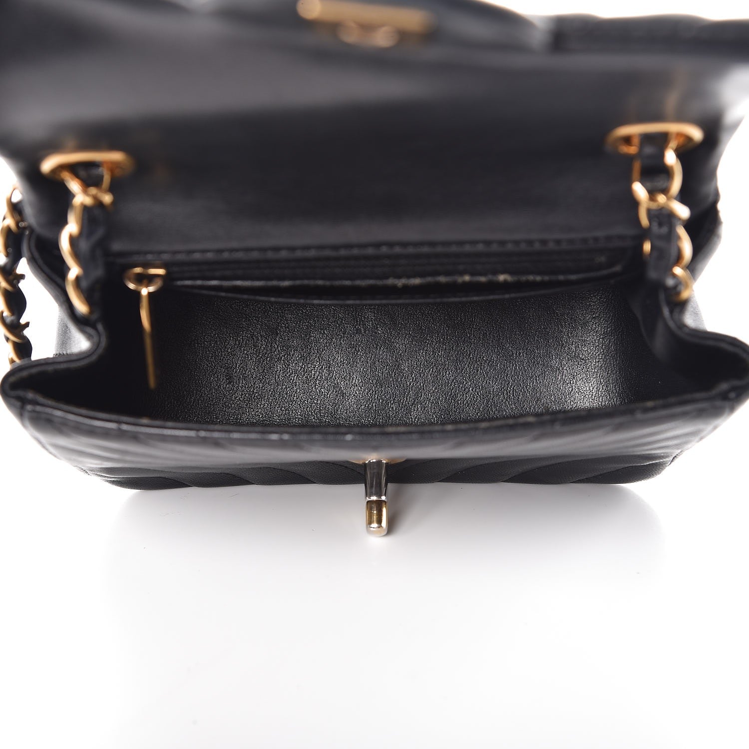 Chanel Lambskin Chevron Quilted Mini Square Flap Black 5 of 15