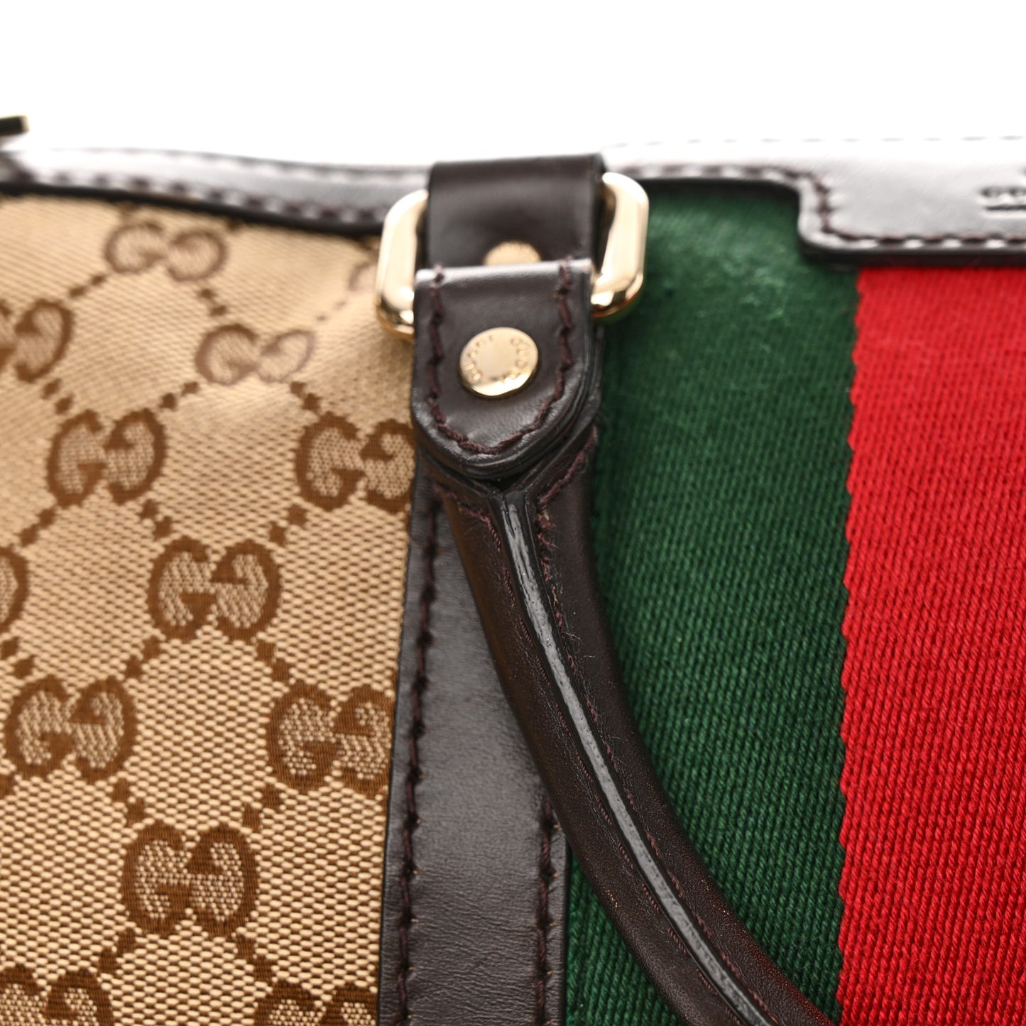 Monogram Selleria Calfskin Vintage Web Medium Boston Beige Ebony Cocoa