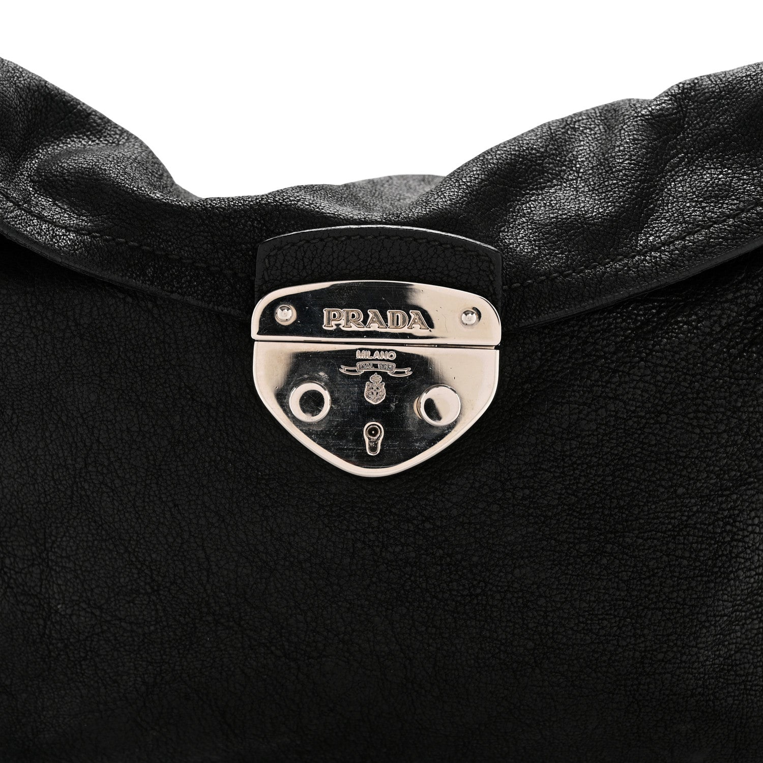 Prada Cervo Antik Easy A Foldover Pushlock Flap Shoulder Bag Black 13 of 15