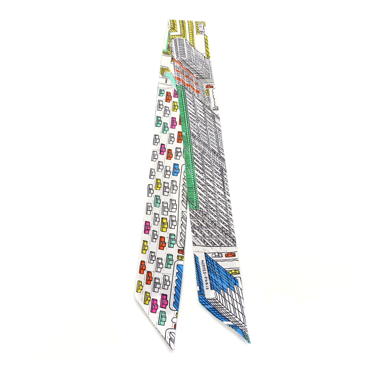 Hermes Silk Pantin City Twilly White Vert Multicolor 2 of 4