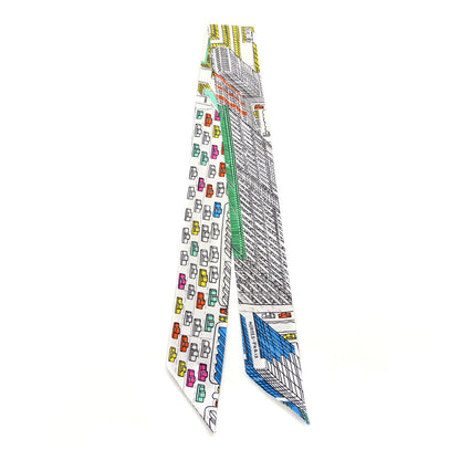 Hermes Silk Pantin City Twilly White Vert Multicolor 2 of 4