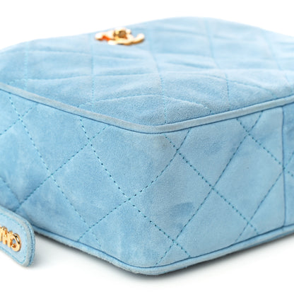 Chanel Suede Quilted Shoulder Bag Light Blue 10 of 20