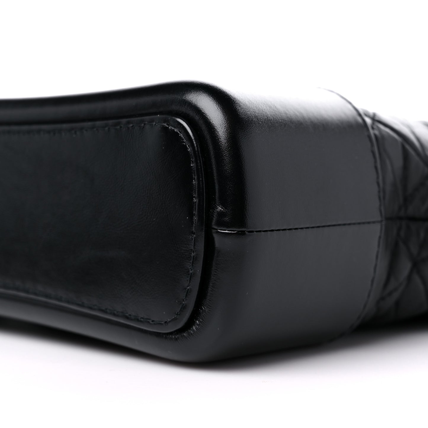 Aged Smooth Calfskin Quilted Medium Gabrielle Logo Hobo Black