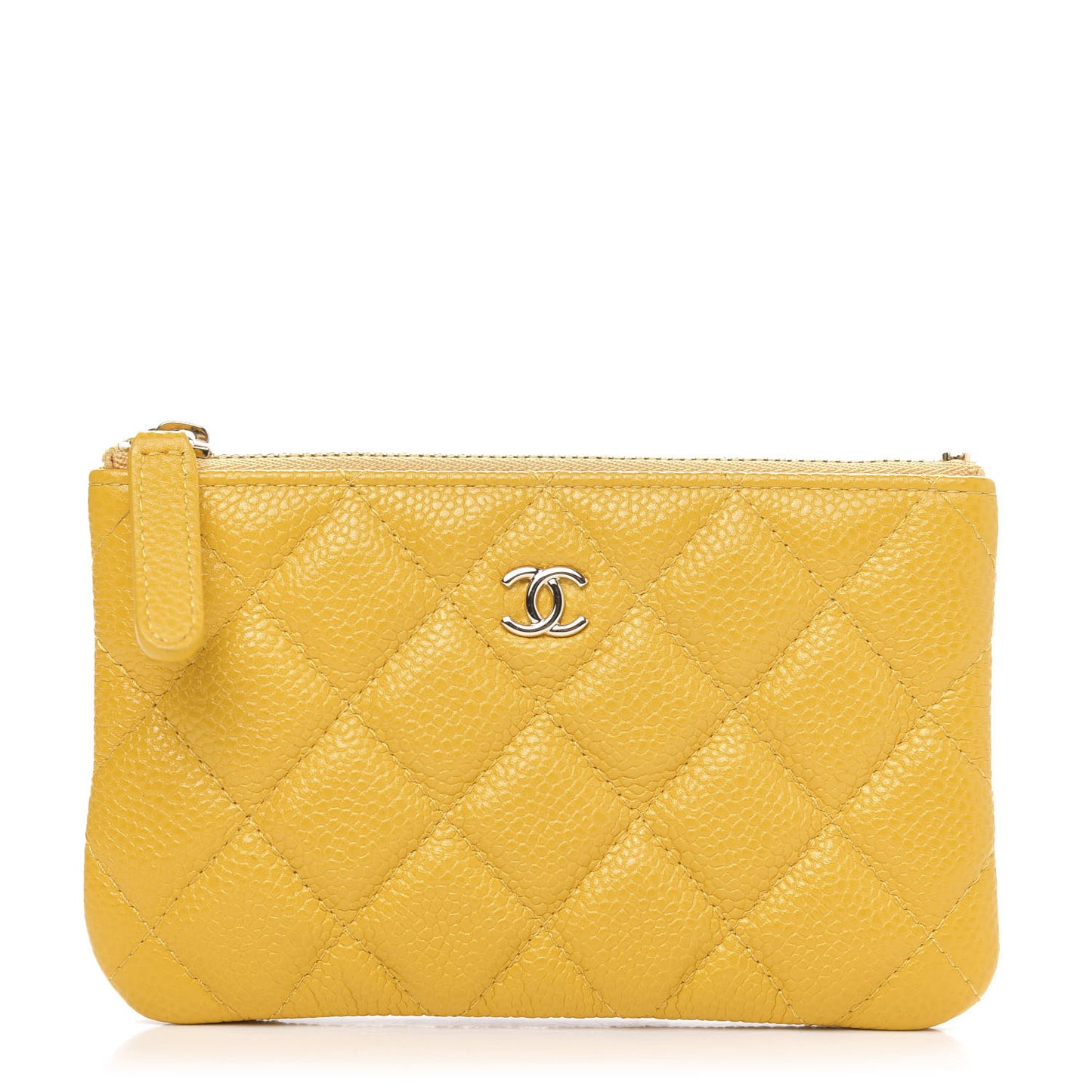 Caviar Quilted Small Cosmetic Case Yellow