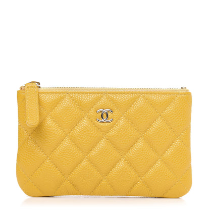 Chanel Caviar Quilted Small Cosmetic Case Yellow 1 of 8